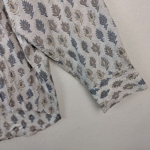 Reunion Shirt Mens XL Tan Long Sleeve Button Up Rayon All Over Print AOP Y2K VTG - Picture 5 of 12